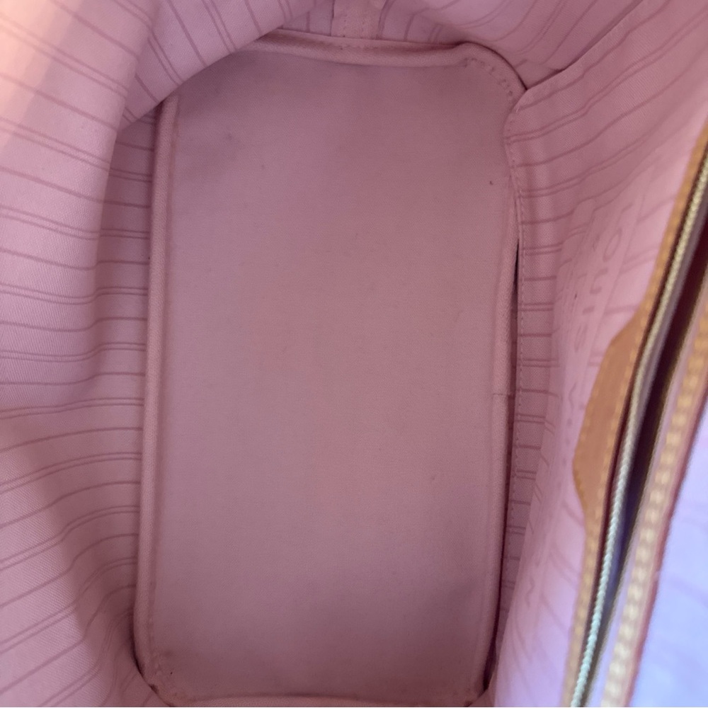 Louis Vuitton Damier Azur Coated Canvas NeverFull MM Tote Rose Ballerina Lining - Picture 13 of 14